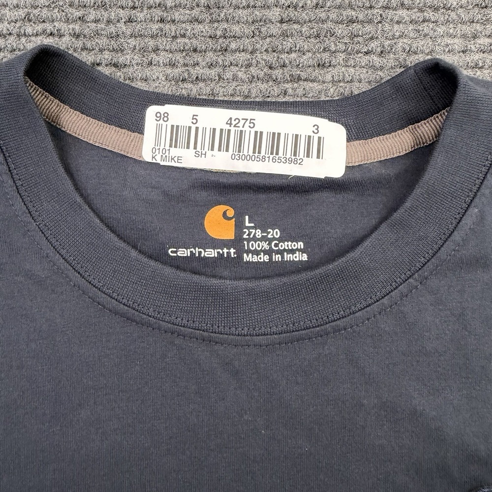 Carhartt Pocket Tee T Shirt Men's Size LG Navy Blue‎ Short Sleeve Cotton Comfort - Picture 9 of 10